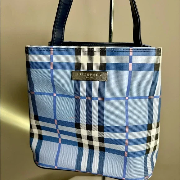 Burberry Blue Checkered Women's Handbag - Picture 2 of 6